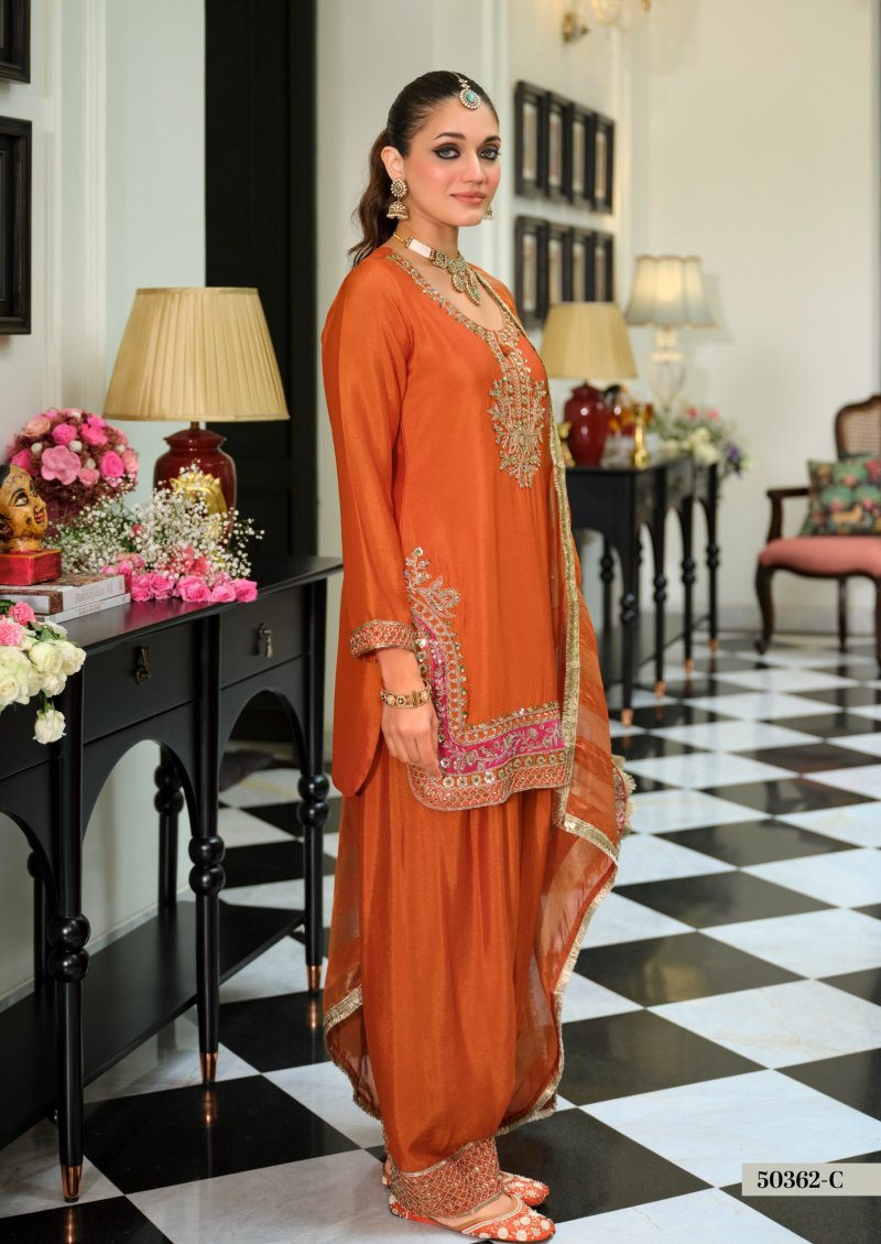 D 50362 C By Zaveri Chinon Beats Work Readymade Suits